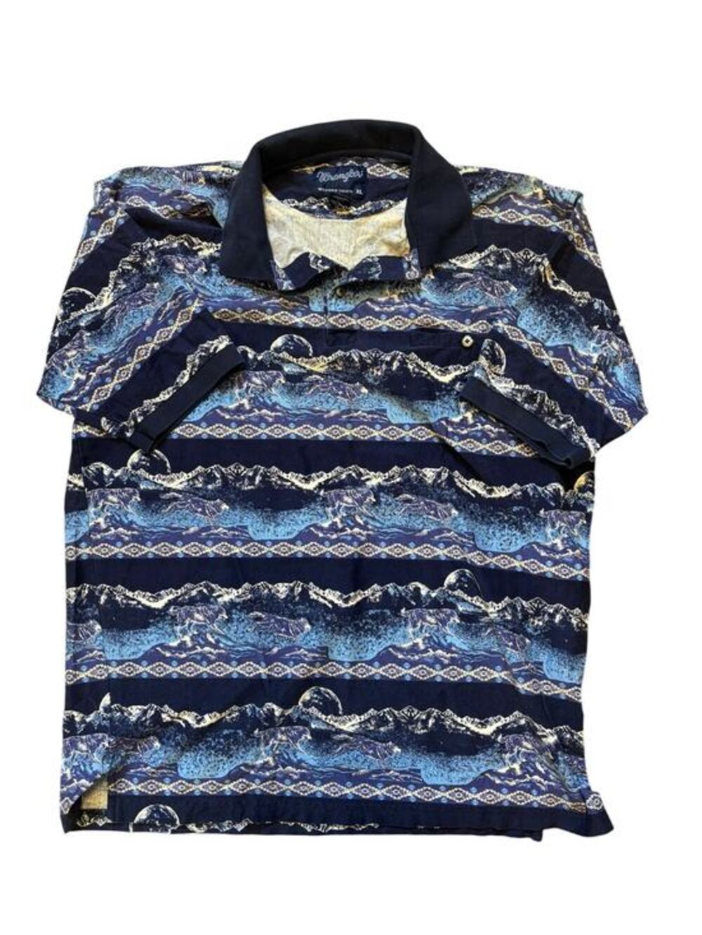 Wrangler Western Wolf Vtg 90s Y2k Polo Short Sleeve Size Xl